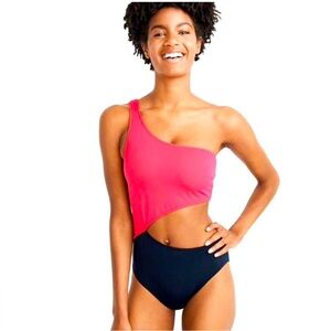 Abercrombie & Fitch One Shoulder Colorblock One Piece Swimsuit Size XL NWT